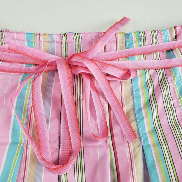 Y2K Old Navy Midi Skirt Womens 12 Pink A-Line Striped Fairy Floral Bow Whimsical - Picture 4 of 11